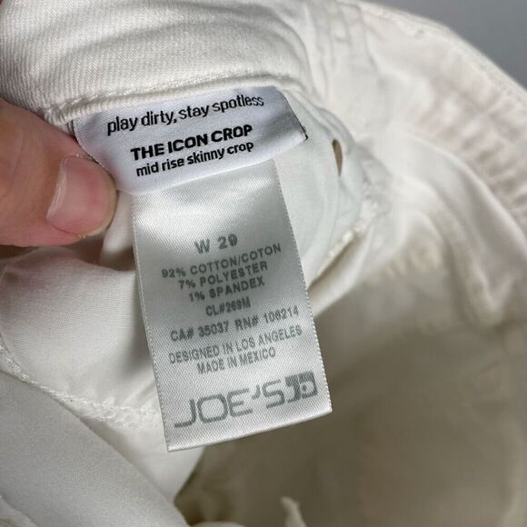Joes Jeans White The Icon Crop Mid Rise Skinny Jeans - Women’s 29 - Picture 7 of 7